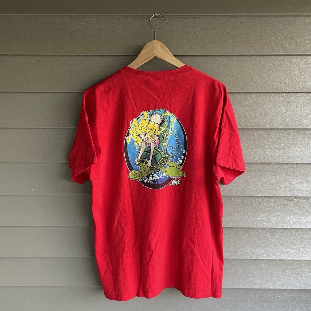 Vintage 1999 Lost Enterprises Mermaid Sea Turtle T Shirt Large Surf Skate 90s